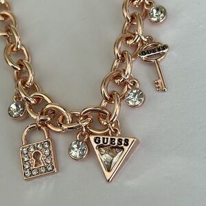 Guess rose gold bling and glam chain necklace with crystal charms